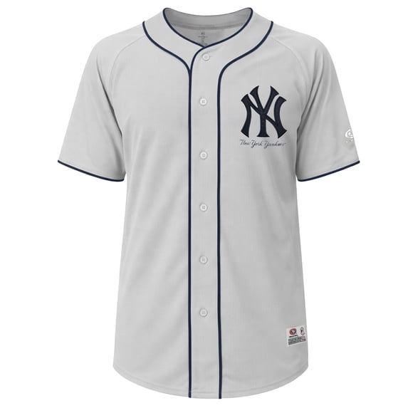 MLB New York Yankees Men's Gray Full Button Jersey