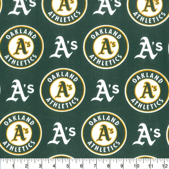 MLB Oakland Athletics 58" 100% Cotton Sports Logo Craft Fabric By the Yard, Multi-color
