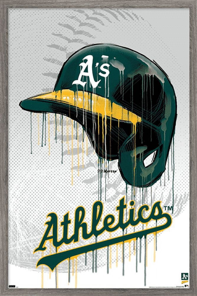 MLB Oakland Athletics - Drip Helmet 22 Wall Poster, 14.725" x 22.375" Framed