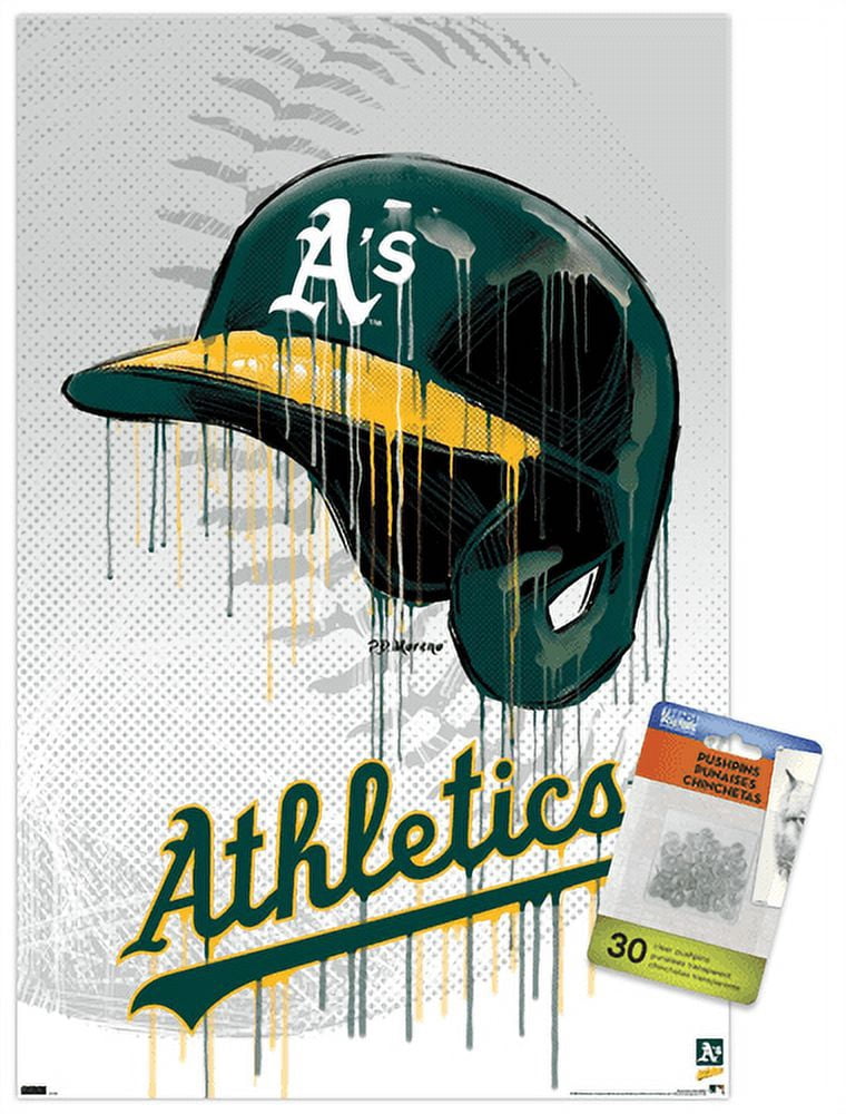 MLB Oakland Athletics - Drip Helmet 22 Wall Poster with Push Pins, 14.725" x 22.375"