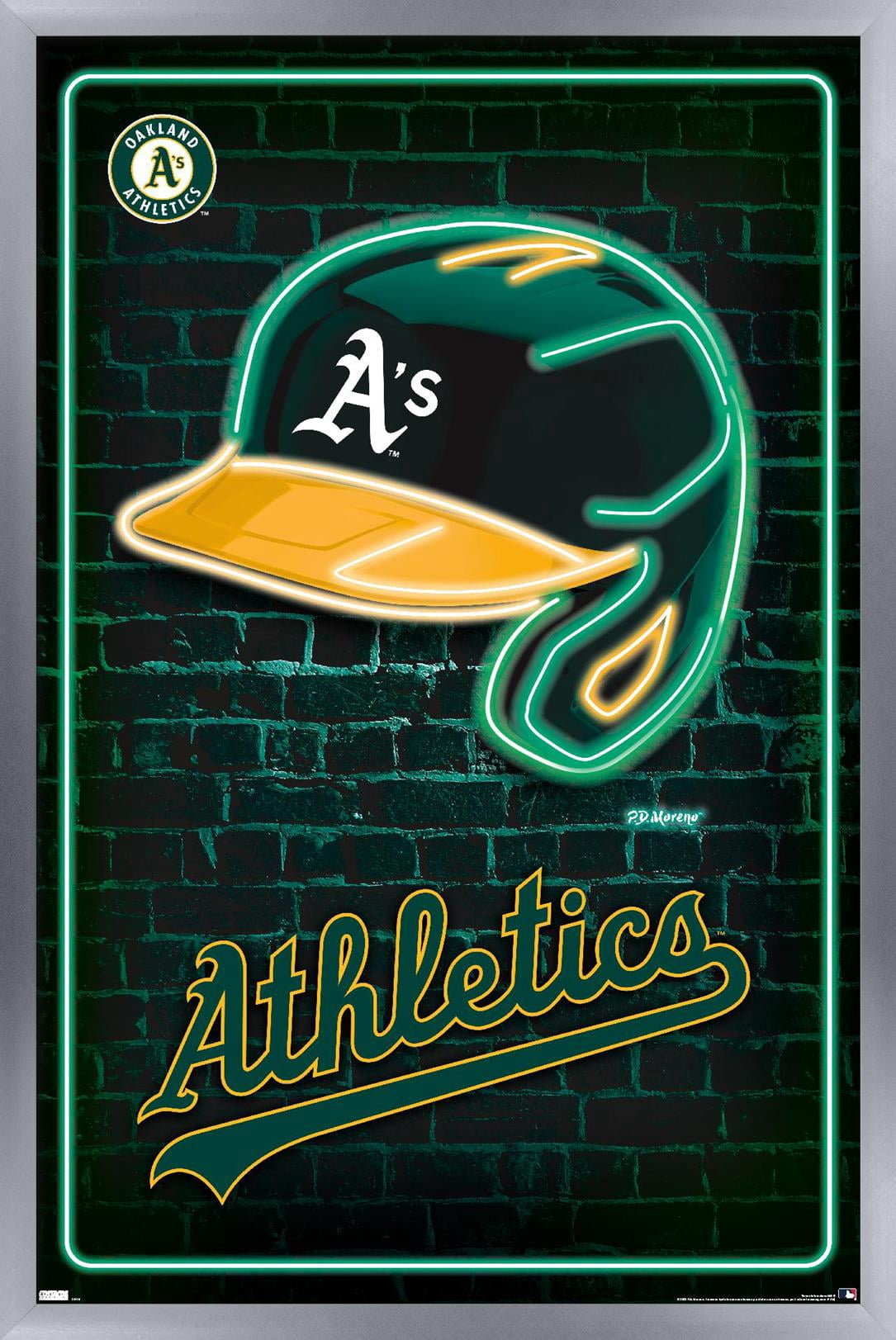 MLB Oakland Athletics - Neon Helmet 23 Wall Poster, 14.725" x 22.375" Framed