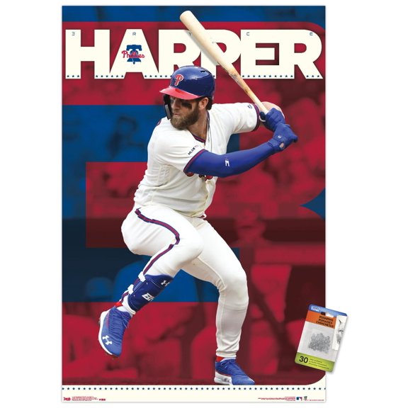 MLB Philadelphia Phillies - Bryce Harper 19 Wall Poster with Pushpins, 22.375" x 34"