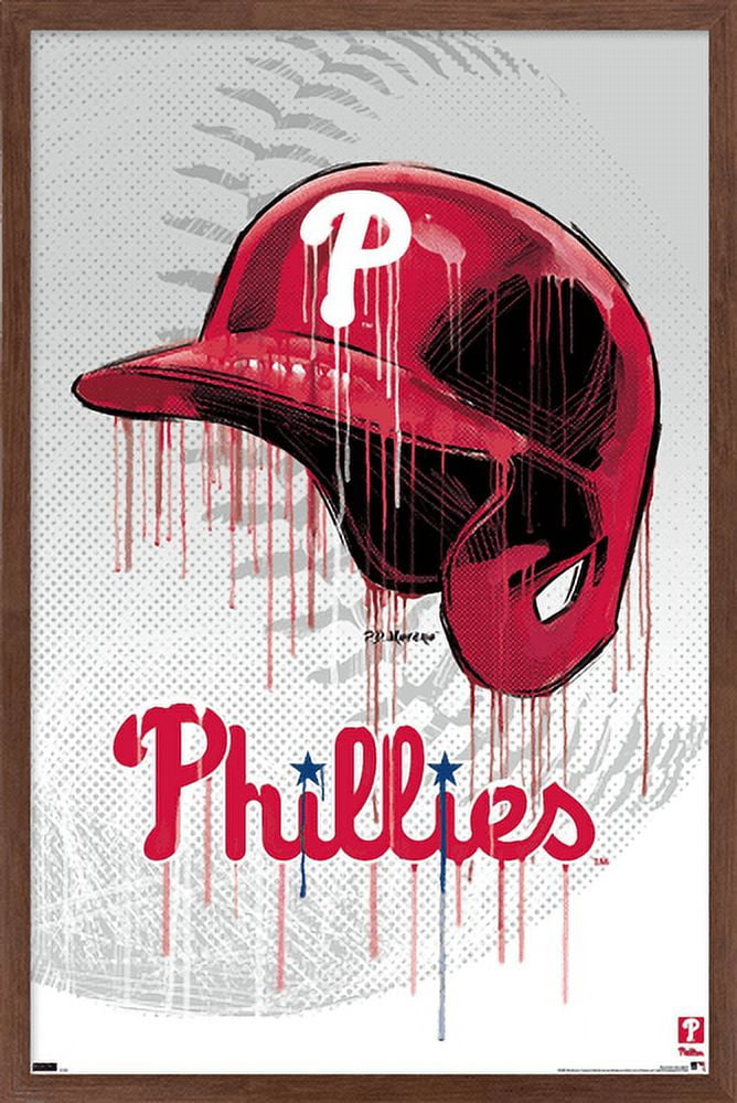 MLB Philadelphia Phillies - Drip Helmet 22 Wall Poster, 14.725" x 22.375" Framed
