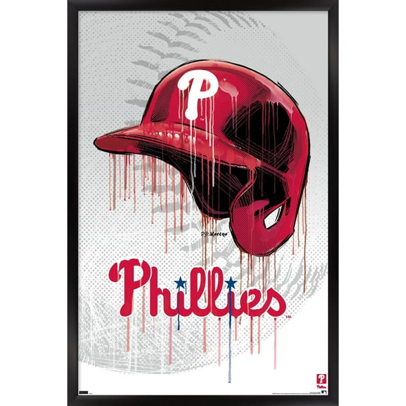 MLB Philadelphia Phillies - Drip Helmet 22 Wall Poster, 22.375" x 34" Framed