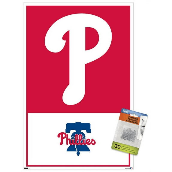 MLB Philadelphia Phillies - Logo 22 Wall Poster with Push Pins, 14.725" x 22.375"
