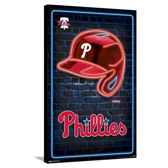 MLB Philadelphia Phillies - Neon Helmet 23 Canvas Wall Poster, 22.375" x 34"