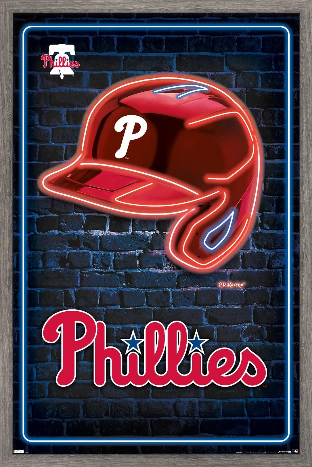 MLB Philadelphia Phillies - Neon Helmet 23 Wall Poster, 14.725" x 22.375" Framed