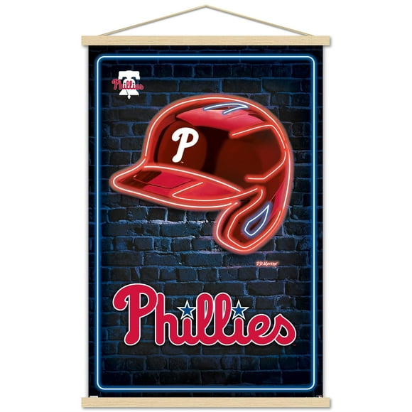 MLB Philadelphia Phillies - Neon Helmet 23 Wall Poster with Magnetic Frame, 22.375" x 34"