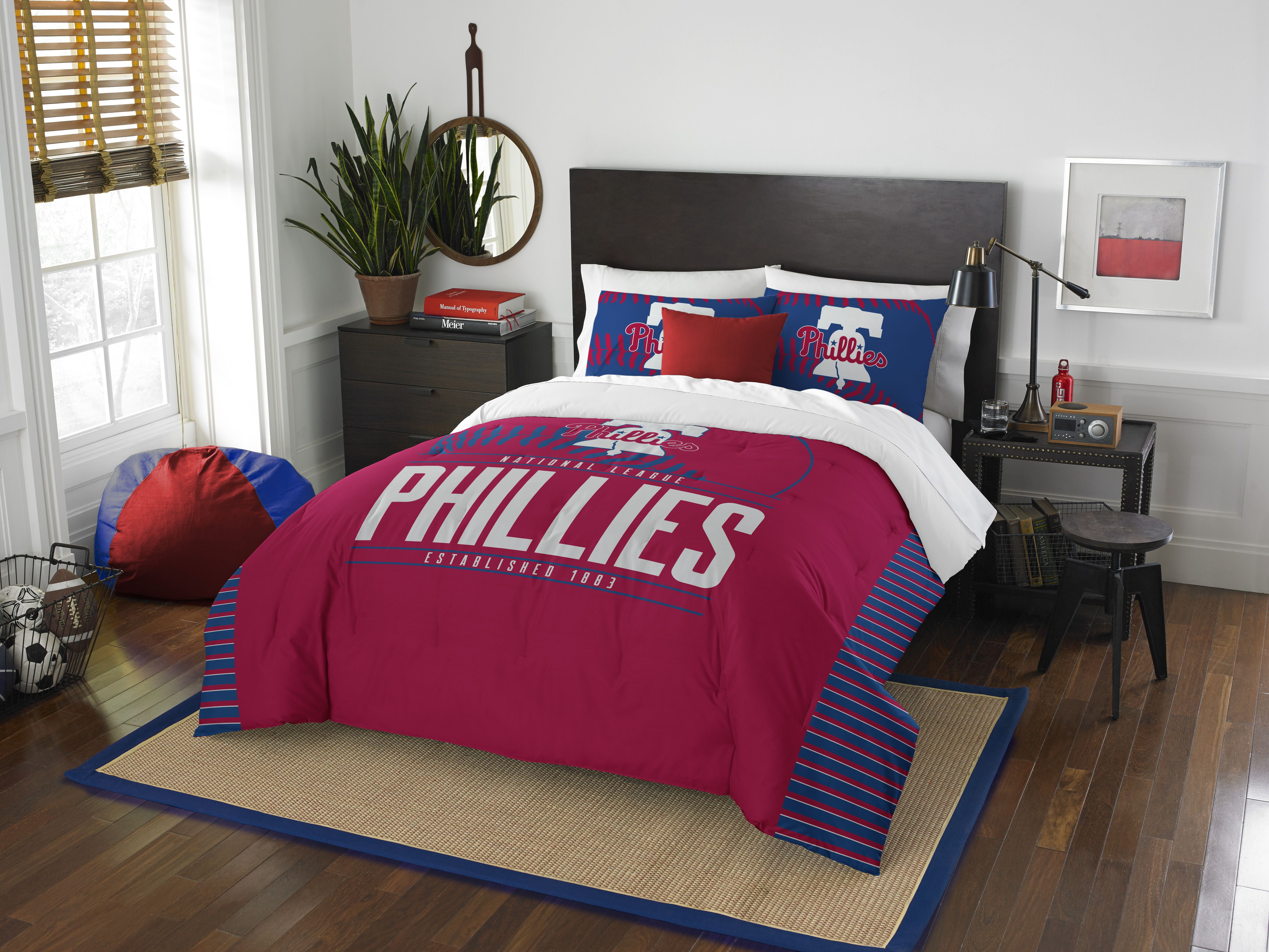 MLB Philladelphia Phillies Comforter Set Full Queen Size Grand Slam Design Team Colors 100 Polyester 3 Piece Set