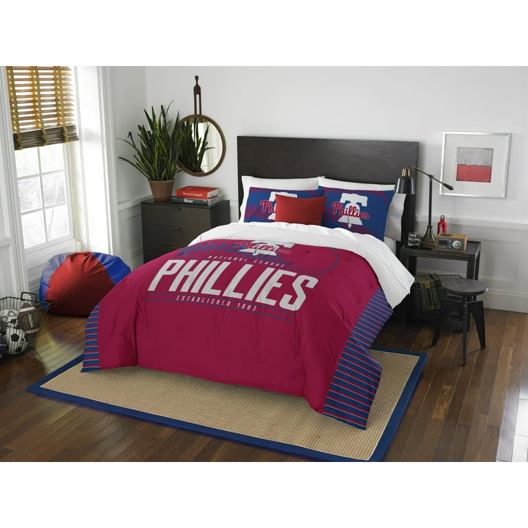 MLB Philladelphia Phillies Comforter Set Full Queen Size Grand Slam Design Team Colors 100 Polyester 3 Piece Set Walmart