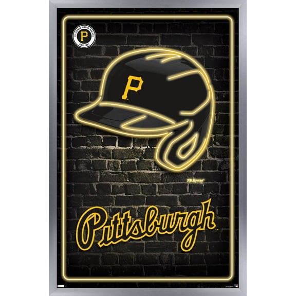 MLB Pittsburgh Pirates - Neon Helmet 23 Wall Poster, 14.725" x 22.375" Framed