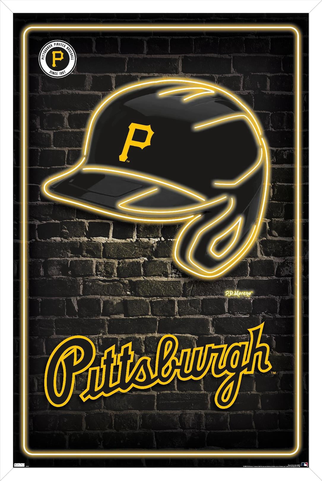 MLB Pittsburgh Pirates - Neon Helmet 23 Wall Poster, 14.725" x 22.375" Framed