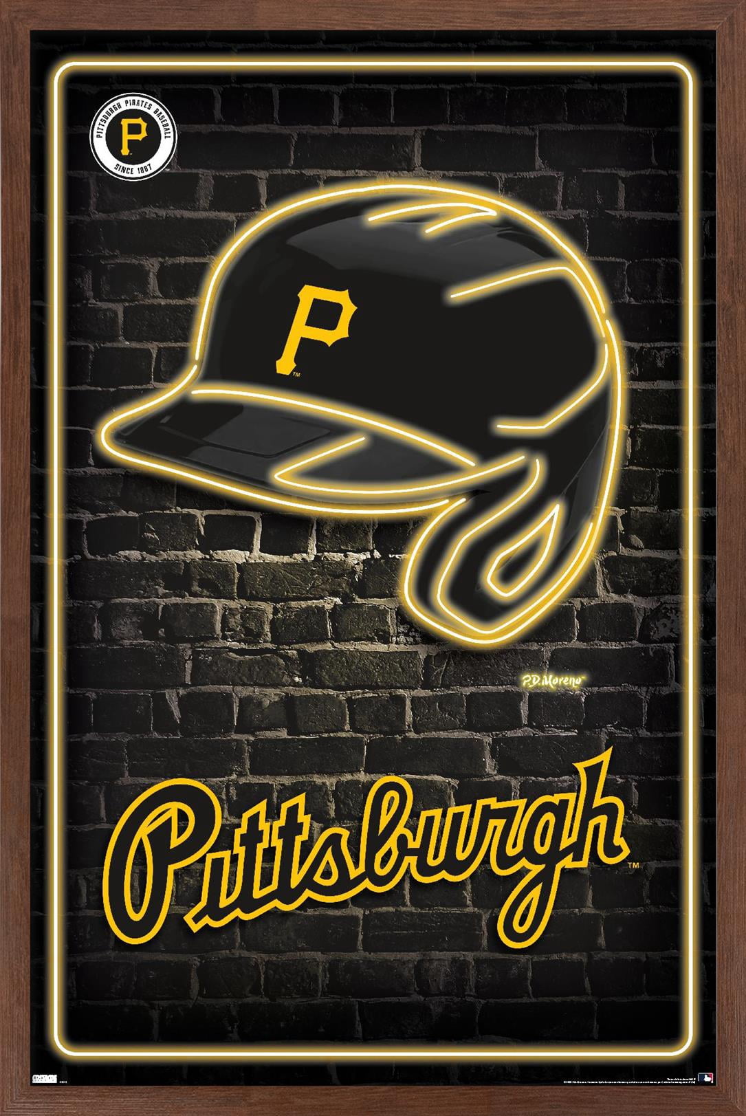 MLB Pittsburgh Pirates - Neon Helmet 23 Wall Poster, 14.725" x 22.375" Framed