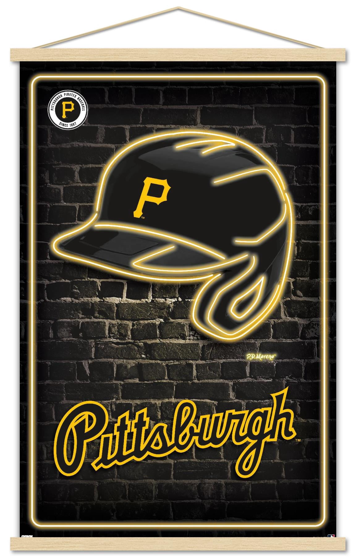 MLB Pittsburgh Pirates - Neon Helmet 23 Wall Poster with Magnetic Frame, 22.375" x 34"