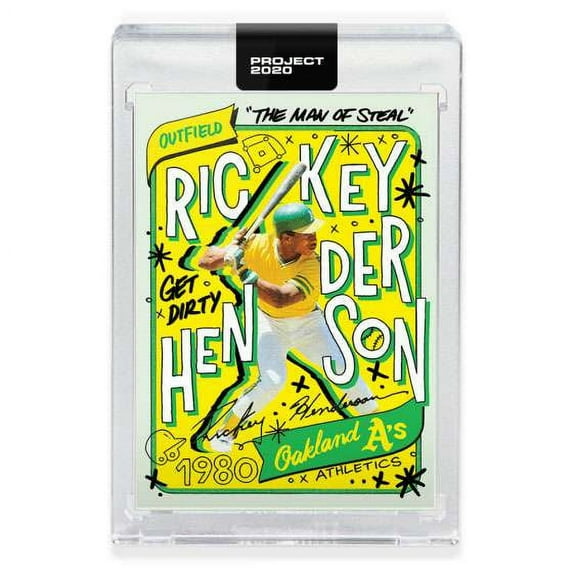 MLB Project 2020 Baseball 1980 Rickey Henderson Trading Card (#129, by Sophia Chang)