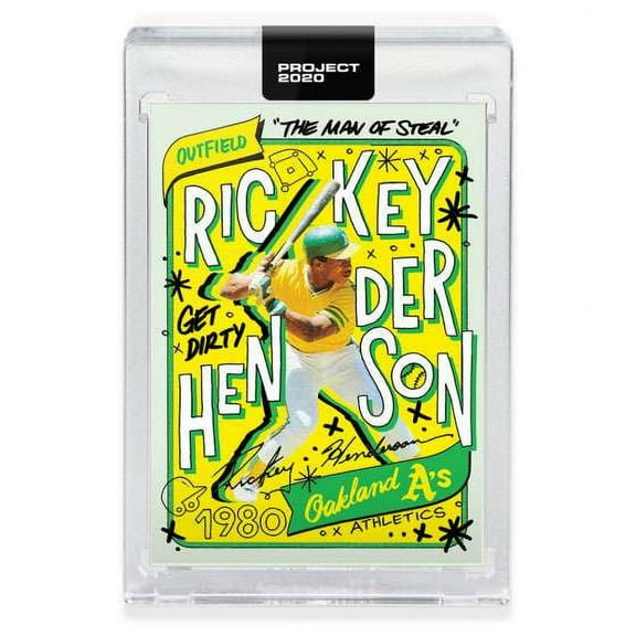 MLB Project 2020 Baseball 1980 Rickey Henderson Trading Card (#129, by Sophia Chang)