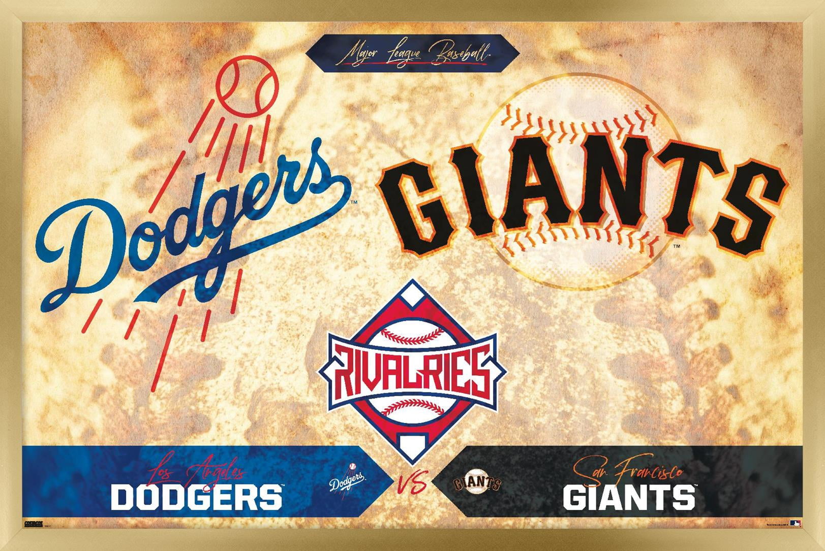 MLB Rivalries - Los Angeles Dodgers vs San Francisco Giants Wall Poster, 14.725" x 22.375" Framed