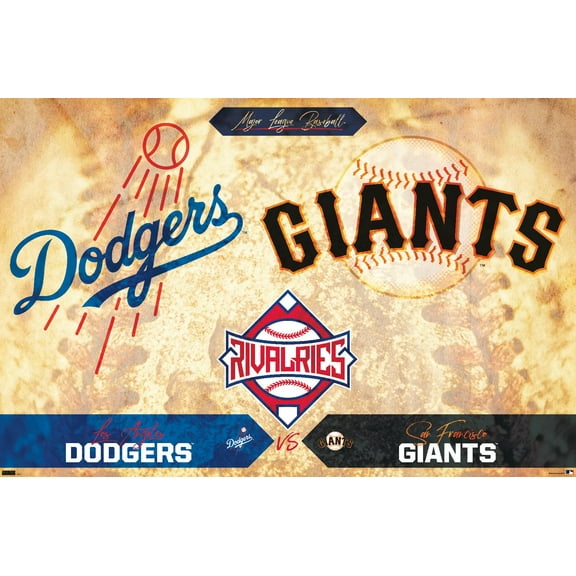MLB Rivalries - Los Angeles Dodgers vs San Francisco Giants Wall Poster, 14.725" x 22.375"