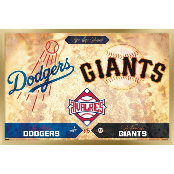 MLB Rivalries - Los Angeles Dodgers vs San Francisco Giants Wall Poster, 22.375" x 34" Framed