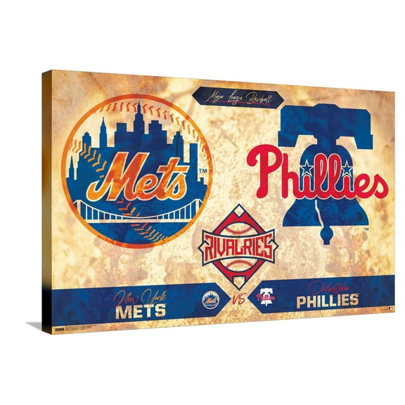 MLB Rivalries - New York Mets vs Philadelphia Phillies Canvas Wall Poster, 22.375" x 34"