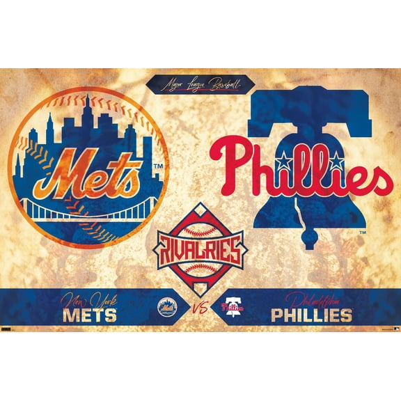 MLB Rivalries - New York Mets vs Philadelphia Phillies Wall Poster, 14.725" x 22.375"