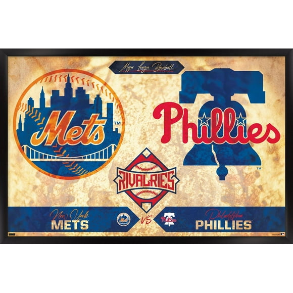 MLB Rivalries - New York Mets vs Philadelphia Phillies Wall Poster, 22.375" x 34" Framed