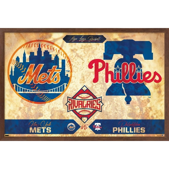 MLB Rivalries - New York Mets vs Philadelphia Phillies Wall Poster, 22.375" x 34" Framed