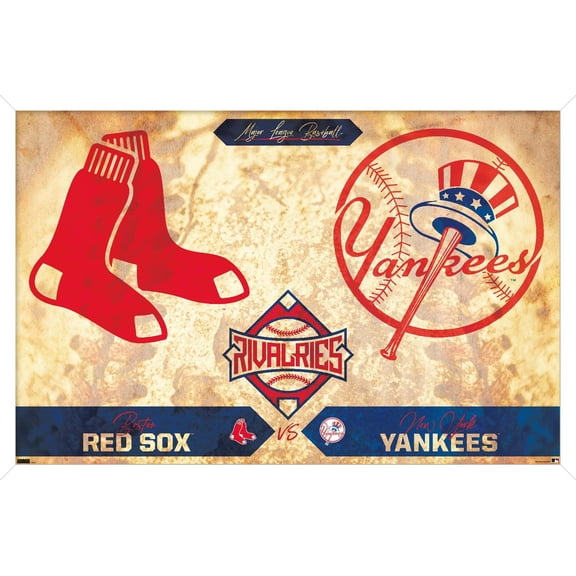 MLB Rivalries - New York Yankees vs Boston Red Sox Wall Poster, 22.375" x 34" Framed