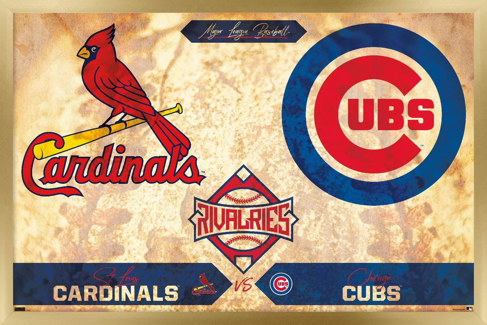 MLB Rivalries - St. Louis Cardinals vs Chicago Cubs Wall Poster, 14.725" x 22.375" Framed