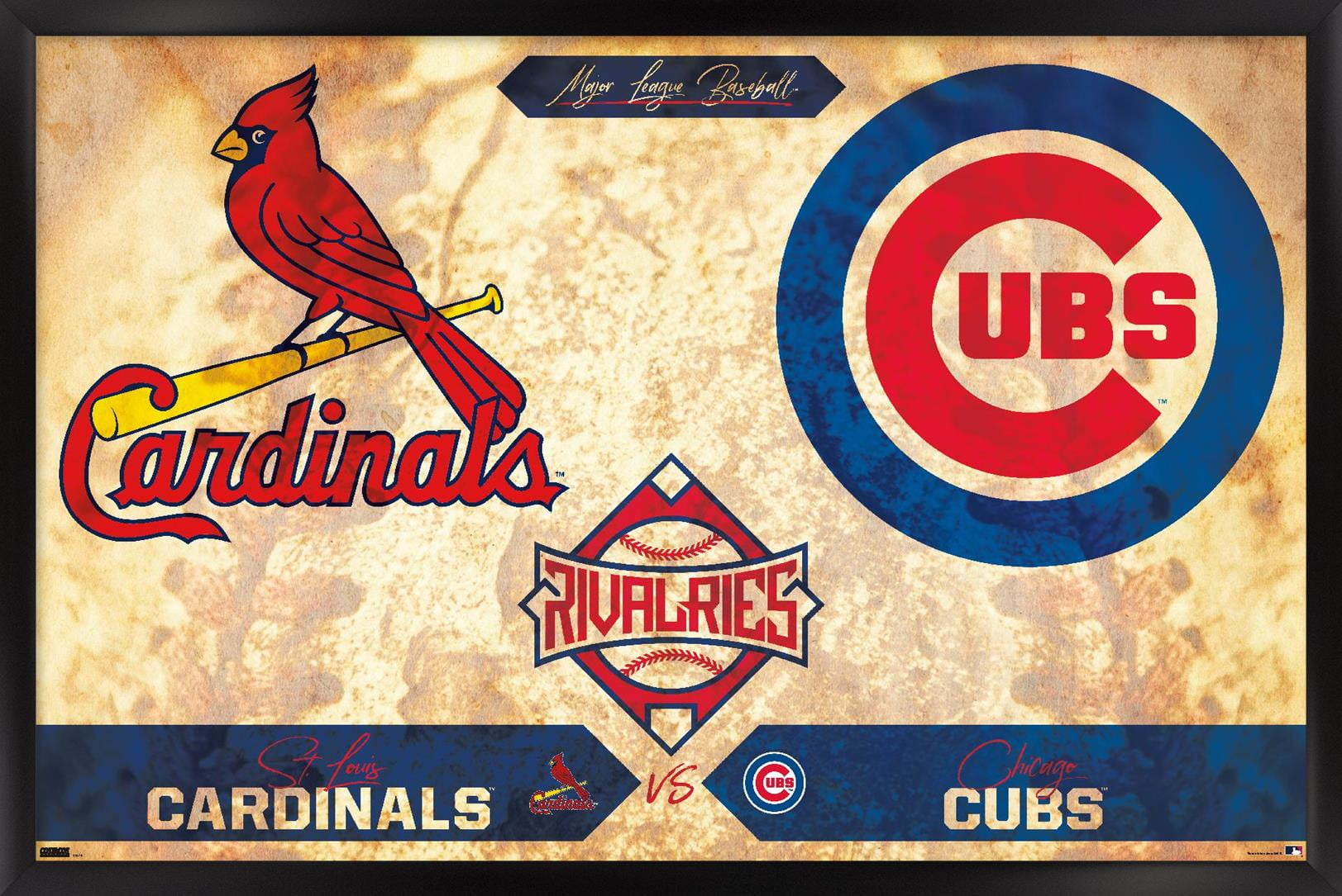 MLB Rivalries - St. Louis Cardinals vs Chicago Cubs Wall Poster, 22.375" x 34" Framed
