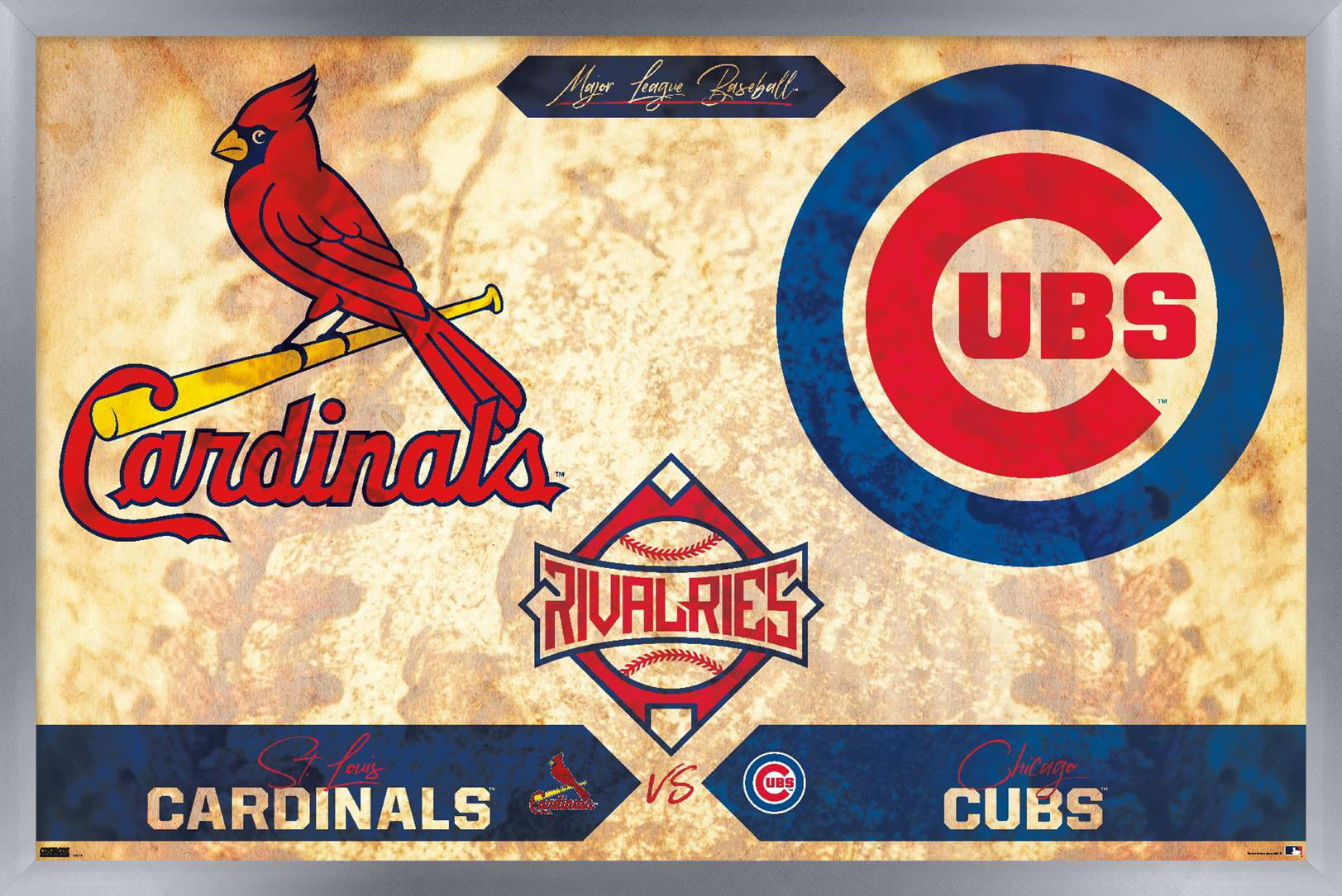 MLB Rivalries - St. Louis Cardinals vs Chicago Cubs Wall Poster, 22.375 x  34 Framed