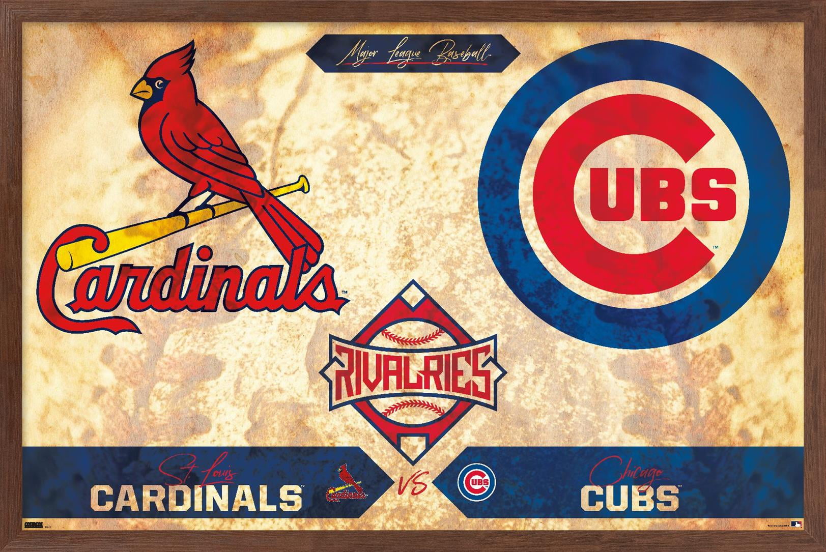 MLB Rivalries - St. Louis Cardinals vs Chicago Cubs Wall Poster, 22.375 x  34 Framed