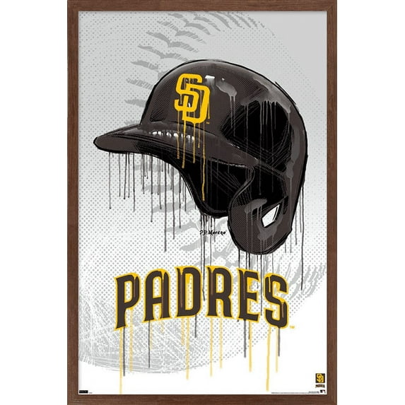 MLB San Diego Padres - Drip Helmet 22 Wall Poster, 22.375" x 34" Framed
