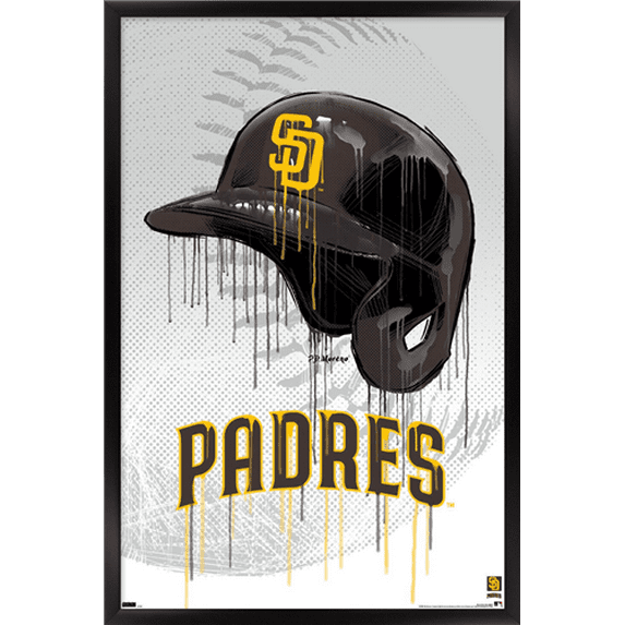 MLB San Diego Padres - Drip Helmet 22 Wall Poster, 22.375" x 34" Framed