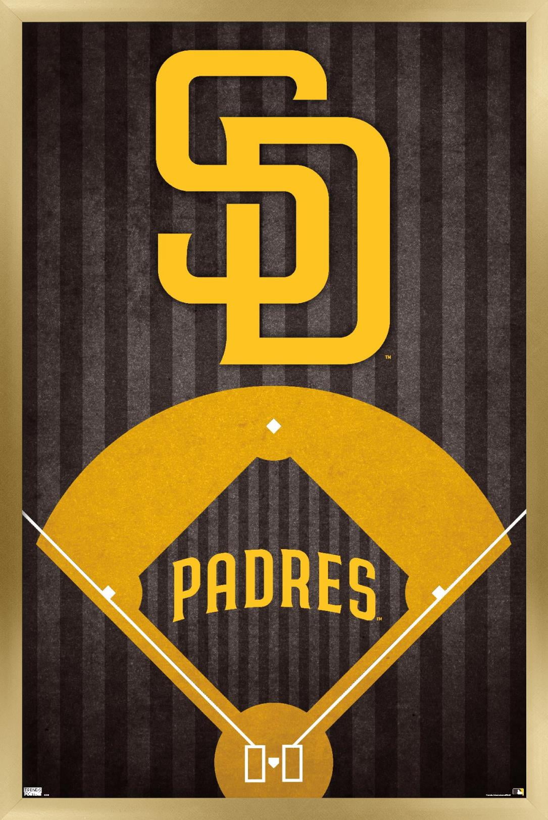 Trends International MLB San Diego Padres - Logo 22 Framed Wall Poster  Prints White Framed Version 14.725 x 22.375