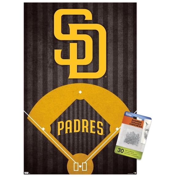 MLB San Diego Padres - Logo Wall Poster with Push Pins, 14.725" x 22.375"