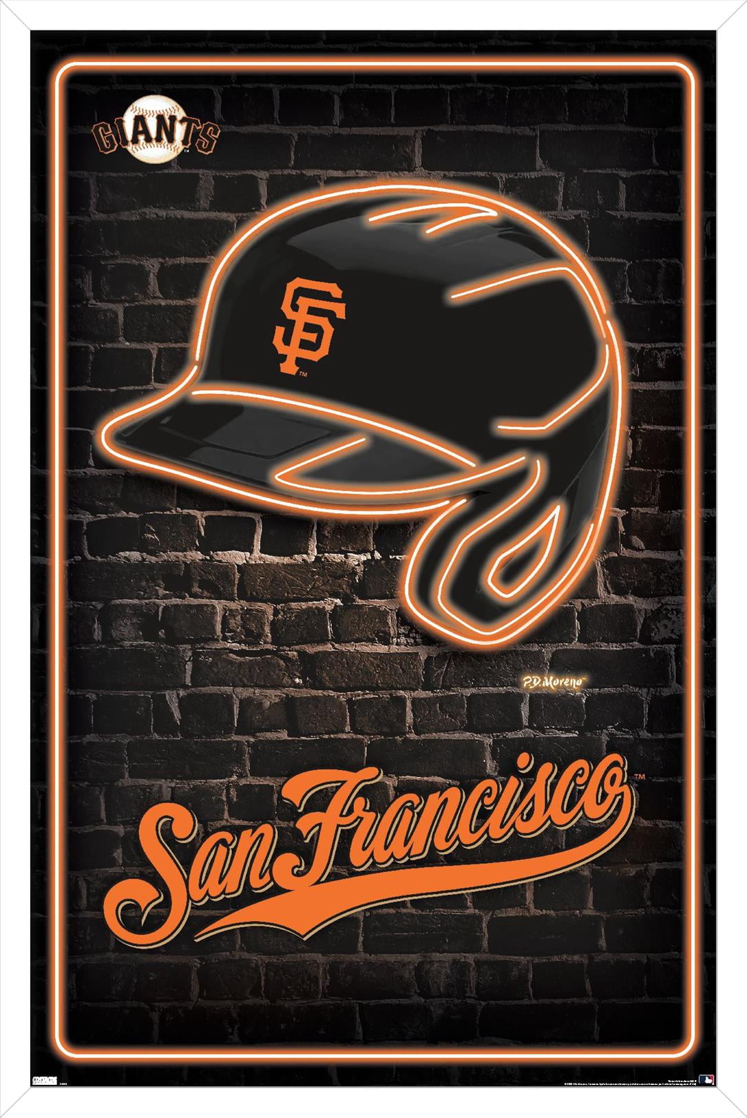 MLB San Franciso Giants - Neon Helmet 23 Wall Poster, 22.375" x 34" Framed