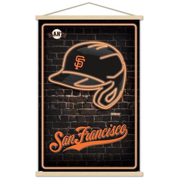 MLB San Franciso Giants - Neon Helmet 23 Wall Poster with Magnetic Frame, 22.375" x 34"