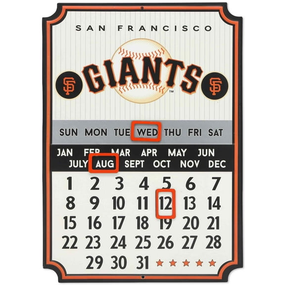 MLB San Fransisco Giants Metal Perpetual Wall Calendar with Magnets, 10 x 14 in