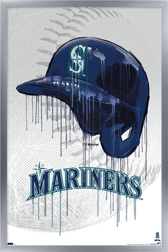 MLB Seattle Mariners - Drip Helmet 22 Wall Poster, 14.725" x 22.375" Framed