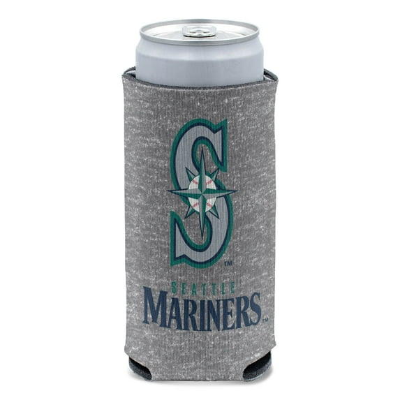 MLB Seattle Mariners Heather Gray 12oz Slim Can Cooler, Collapsible