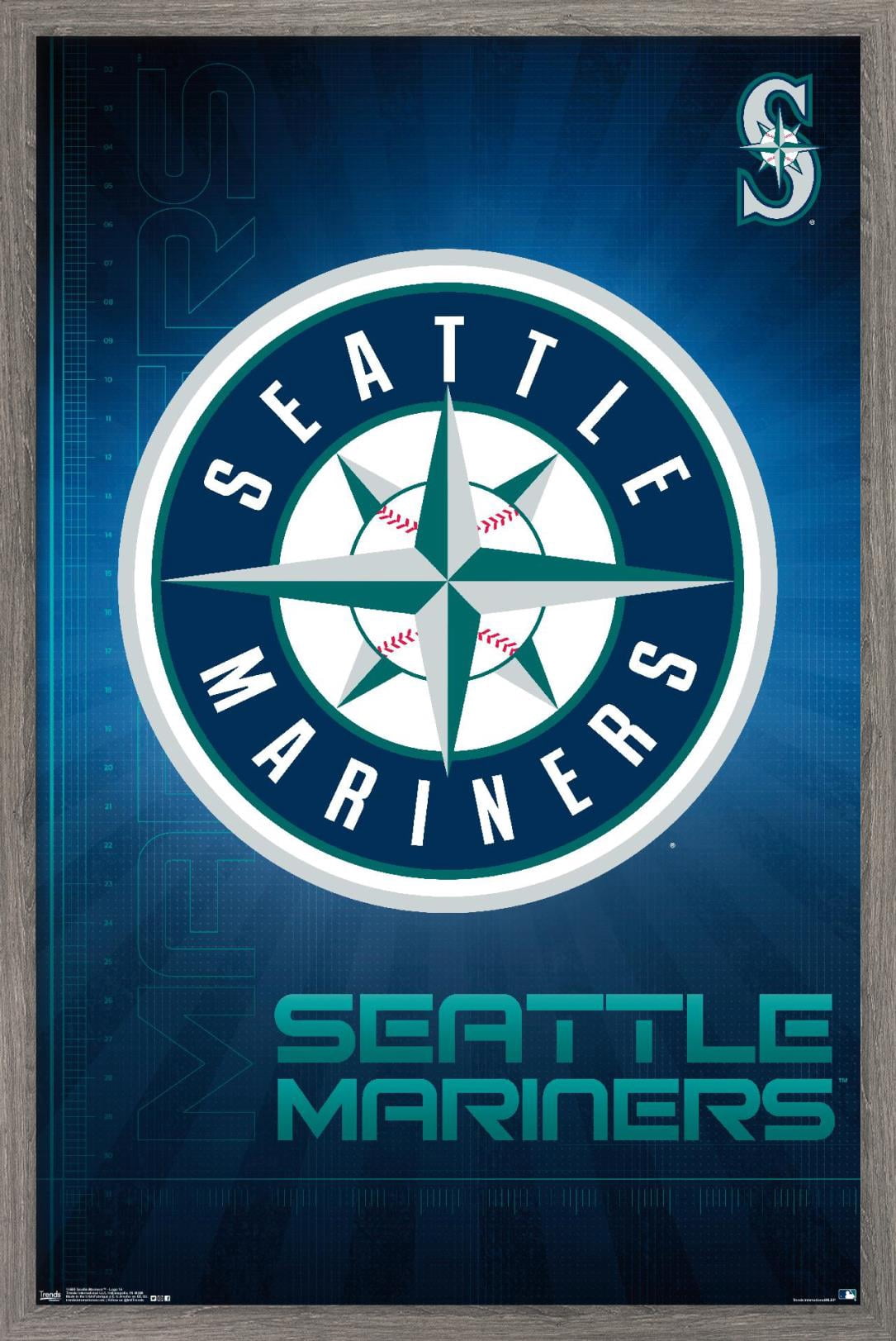 MLB Seattle Mariners - Logo 16 Wall Poster, 14.725" x 22.375", Framed