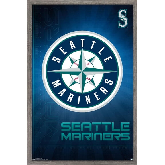 MLB Seattle Mariners - Logo 16 Wall Poster, 14.725" x 22.375", Framed