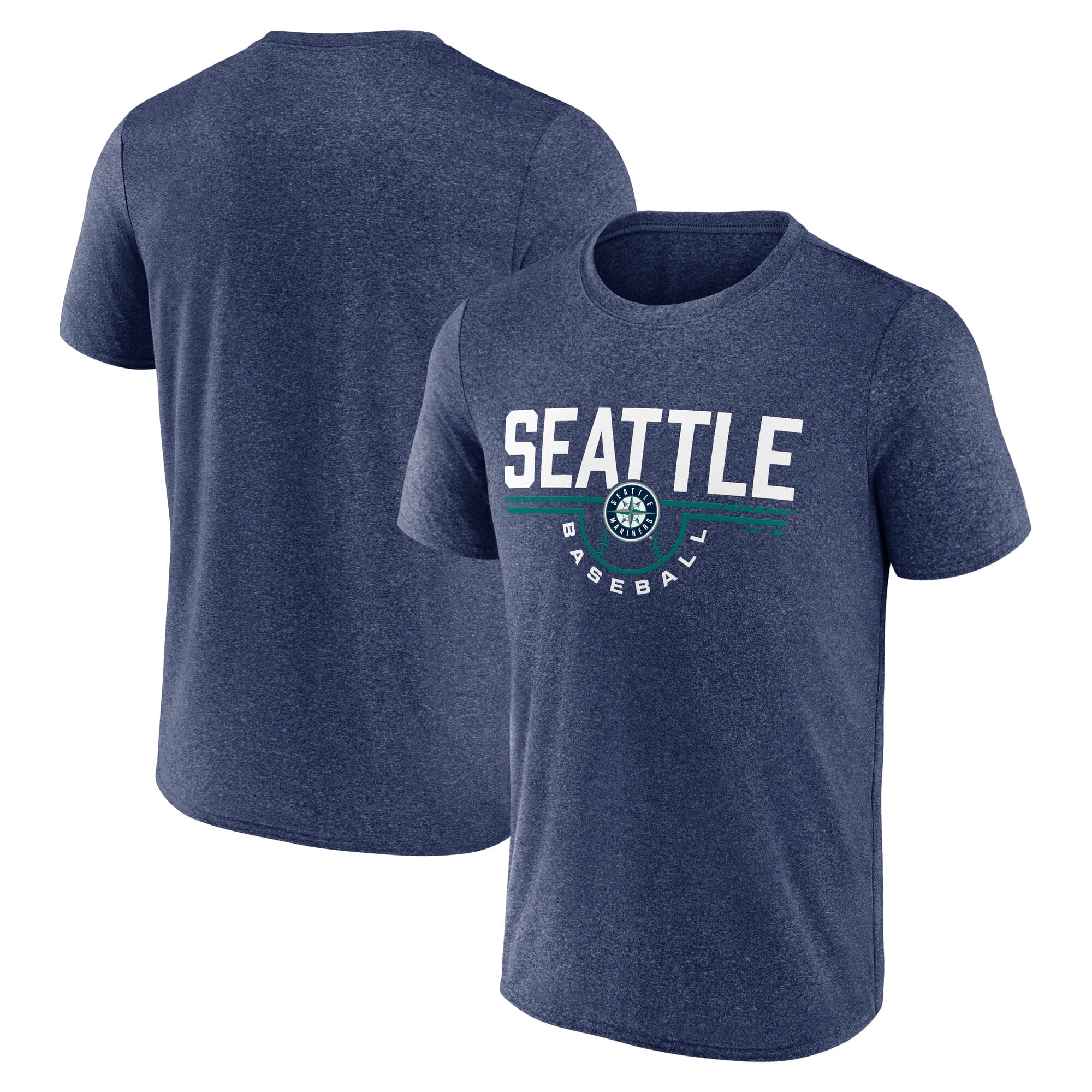 MLB Seattle Mariners Men's Synthetic Short Sleeve T Shirt Navy Heather ...