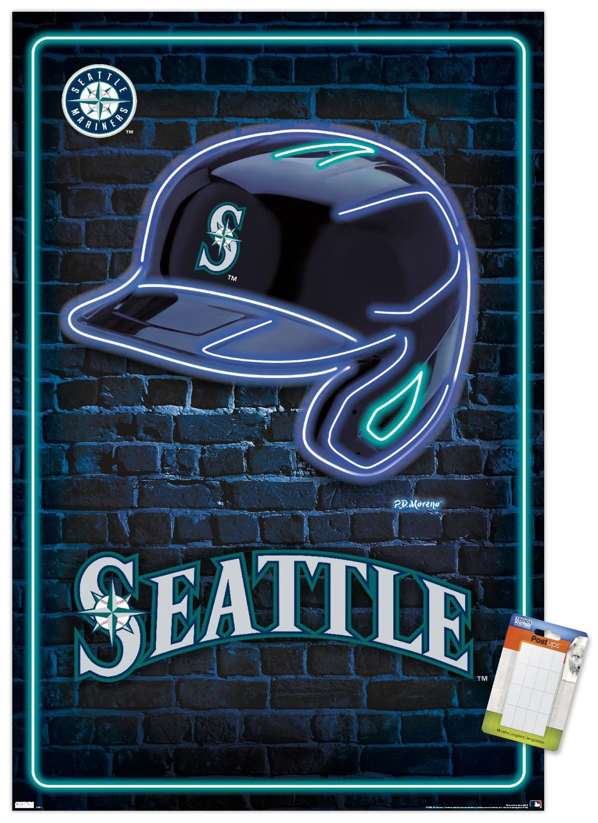 MLB Seattle Mariners - Neon Helmet 23 Wall Poster, 22.375" x 34"