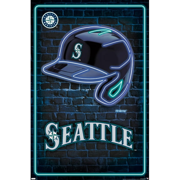 MLB Seattle Mariners - Neon Helmet 23 Wall Poster, 22.375" x 34"