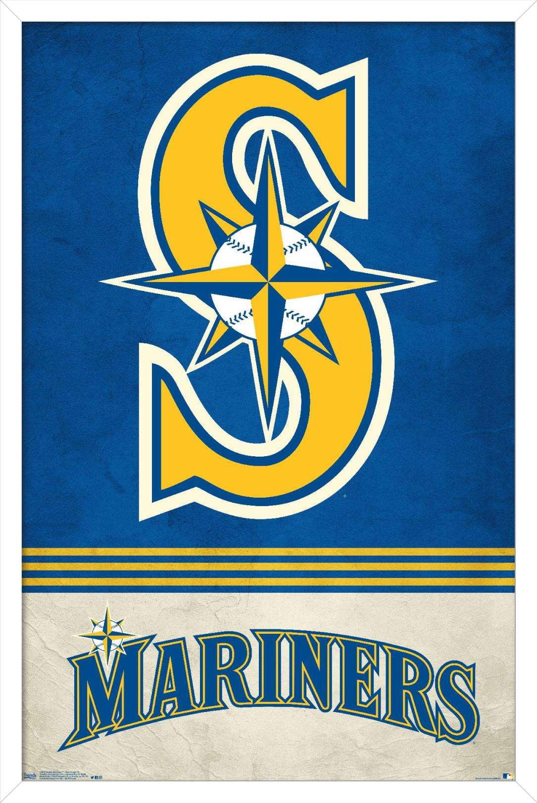 MLB Seattle Mariners - Retro Logo 18 Wall Poster, 14.725" x 22.375", Framed