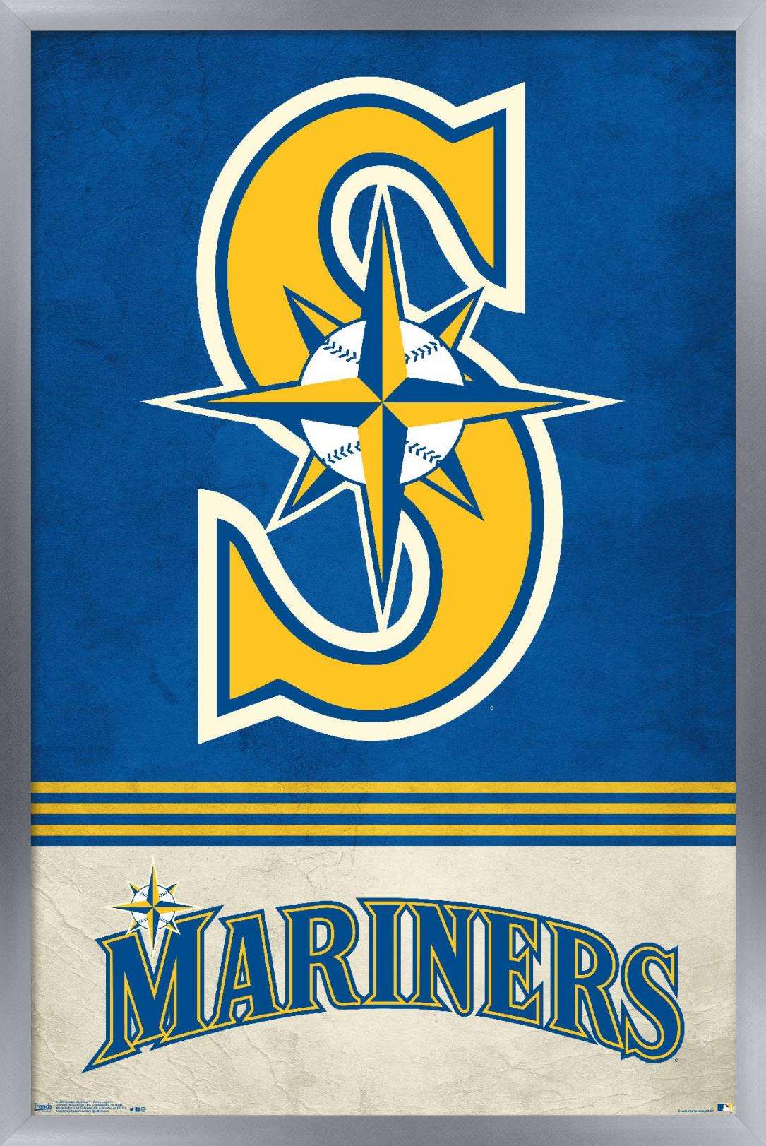 MLB Seattle Mariners - Retro Logo 18 Wall Poster, 14.725" x 22.375", Framed