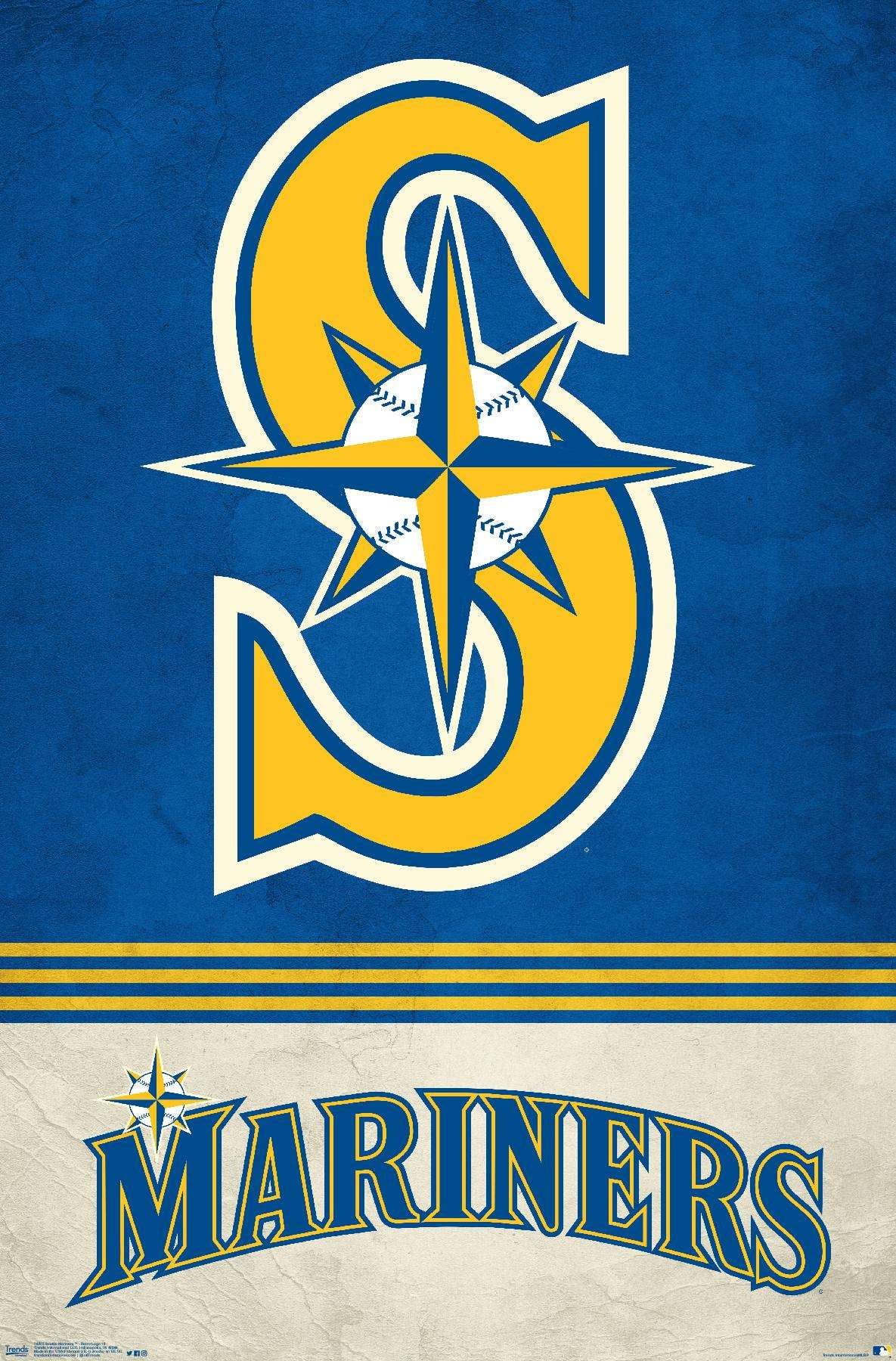 MLB Seattle Mariners Retro Logo 18 Wall Poster, 14.725" x 22.375