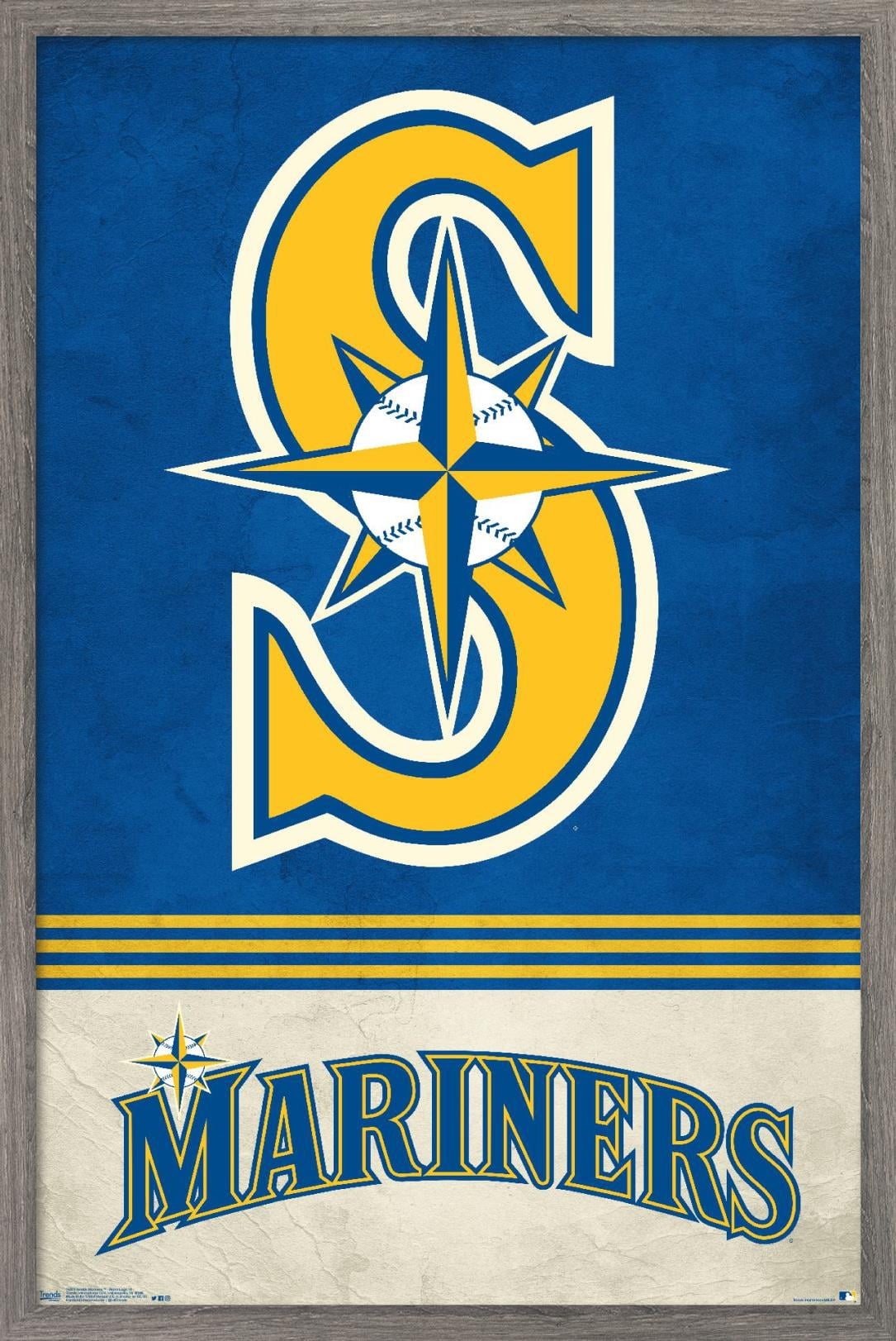 MLB Seattle Mariners - Retro Logo 18 Wall Poster, 22.375" x 34", Framed
